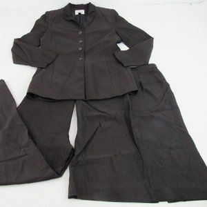 Vintage Le Suit Women SZ 10 Brown 3Piece Suit Jacket Pants Skirt Set PLEASE READ